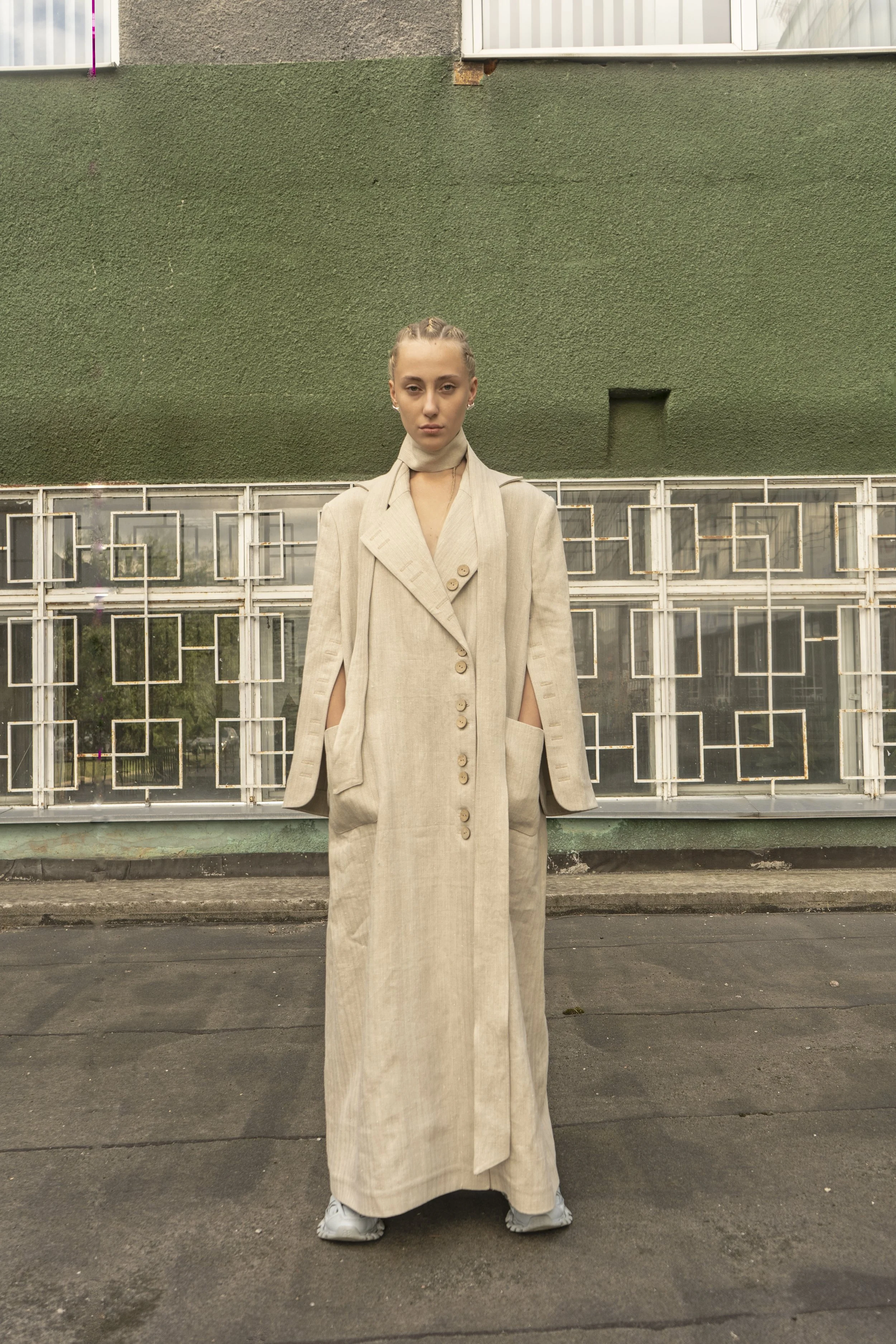 KHEMELNYSKE SHOSSE long hemp linen Coat — K M by L A N G E